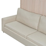 Merax Queen Size Wood Murphy Bed, with Upholstered Sofa Multifunctional Foldable Wall Platform Bedframe for Bedroom Guest-Room, Beige Merax
