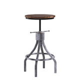 LOKKHAN Set of 2 Industrial Bar Stool-Vintage Adjustable Round Wood Metal Swivel Bar Stool-Cast Iron-23-30 Inch Tall Counter Bar Height Farmhouse Kitchen Stools LOKKHAN