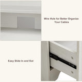 TTVIEW Computer Desk with Drawers and Hutch Shelf, Wood Executive Desk Writing Study Table with 43” Wide Tabletop, Small Desk with File Drawer for Home Office Bedroom, White Oak TTVIEW