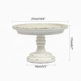 Rustic White Wood Pedestal Tray Stand for Table Decoration,Round Distressed Finished Cake Stand Dessert Table Display,Farmhouse Cake Stand Candle Holder Perfect for Weddings,Birthdays SOFE