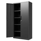HOMOFFICE Metal Garage Storage Cabinet with Lock, 71" Tall Steel Storage Locker with 4 Adjustable Shelves, Heavy Duty Metal Cabinet for Garage, Office, Home, 31.5”W × 16.5”D, Black HOMOFFICE