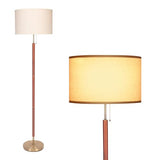 lianheng Mid Century Modern Floor Lamp,Floor Lamp Wood for Living Room,Stand Lamp with Beige Fabric Lampshade for Bedroom, Study Room and Office lianheng