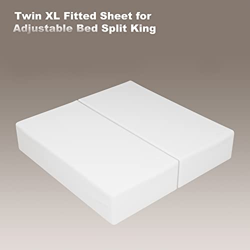 2-Pack Pure Cotton Twin XL Fitted Sheet for Adjustable Bed Split King, 600 TC 16" Deep Pocket Egyptian Cotton Fitted Sheet (2pcs, Twin XL, White) Shunjie.Home