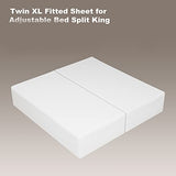 2-Pack Pure Cotton Twin XL Fitted Sheet for Adjustable Bed Split King, 600 TC 16" Deep Pocket Egyptian Cotton Fitted Sheet (2pcs, Twin XL, White) Shunjie.Home