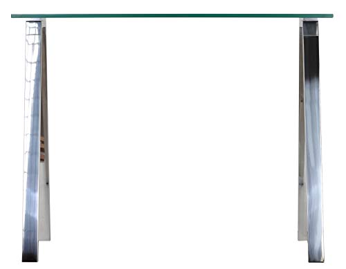 Cortesi Home Trixie Glass Top Desk/Console Table with Stainless Steel Frame, 40" Cortesi Home