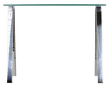 Cortesi Home Trixie Glass Top Desk/Console Table with Stainless Steel Frame, 40" Cortesi Home