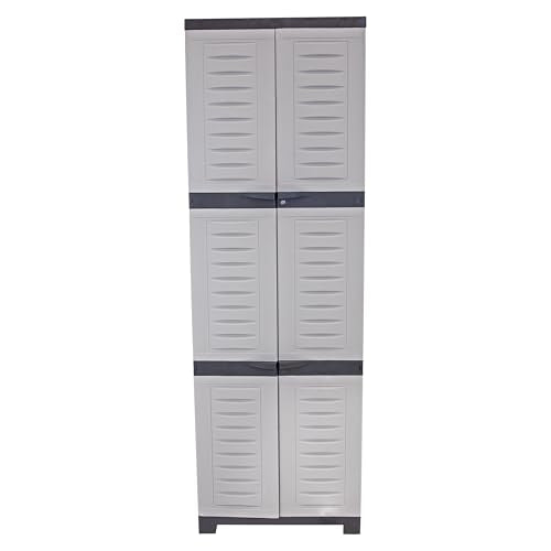 Sunnydaze 72" H Resin Garage Storage Cabinet - Garage Cabinet with Lockable Doors and Adjustable Shelves - Freestanding Utility Storage for Laundry Room, Office, Basement - Gray Sunnydaze Decor