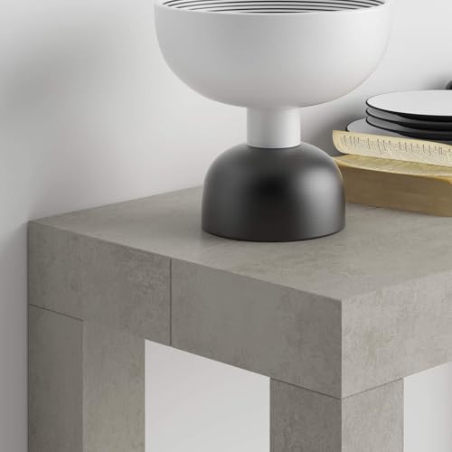 Mobili Fiver, First, Extendable Console Table 17.7(120) x35.4 in, Concrete Effect, Grey, for 4-14 People, Space-Saving Dining Table, Italian Furniture Mobili Fiver