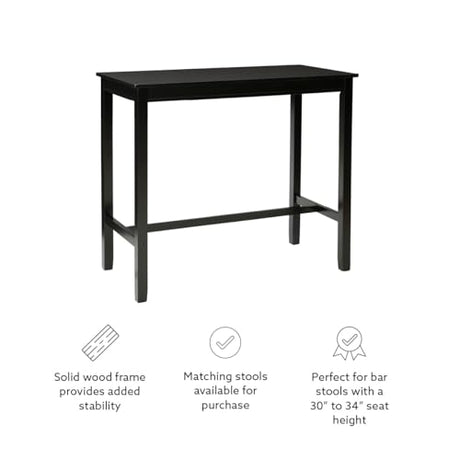 Linon 42 inch Bar Height Pub Claridge Table, Black Linon