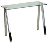 Cortesi Home Trixie Glass Top Desk/Console Table with Stainless Steel Frame, 40" Cortesi Home
