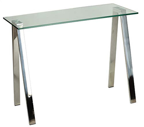 Cortesi Home Trixie Glass Top Desk/Console Table with Stainless Steel Frame, 40" Cortesi Home