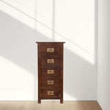 Kemtpase Modern Solid Oak Wood Dresser with 5 Drawers Narrow Chest of Tall Dresser Cabinet Storage Organiser Bedside Modern Dressers for Bedroom Kemtpase