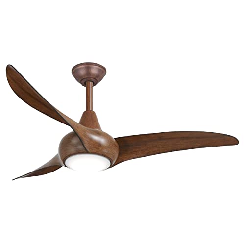 MINKA-AIRE F845-DK Light Wave 44 inch Ceiling Fan with LED Light and Remote Control, Brown Distressed Koa Finish - WoodArtSupply