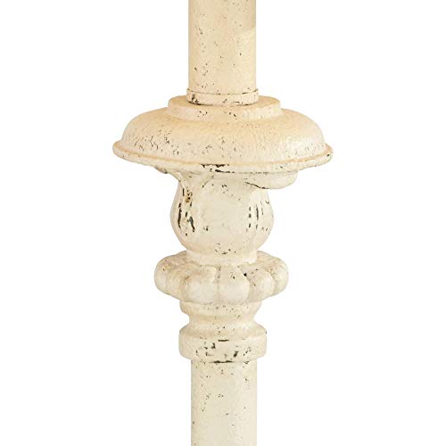 Regency Hill French Country Traditional Candlestick Buffet Table Lamp Vintage 34" Tall Skinny Ivory Off White Metal Lattice Double Shade for Living Room House Home Entryway Dining Family Regency Hill