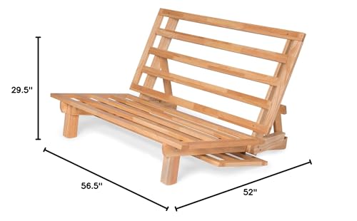 Nirvana Futons Tri-Fold Wood Futon Frame Full Size Sofa Bed Lounger - (Affordable Space Saver, Natural Finish) Ideal for Small Spaces, RVs, and Dorm Rooms Nirvana Futons