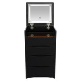 ILWorkTLs Compact Vanity Desk with Mirror and Lights,Makeup Vanity Table with with Hidden Stool and Drawers,3-in-1 Dressing Table for Small Space,Bedroom,Black ILWorkTLs