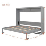 Merax Modern Murphy Cabinet Bed, Solid Wood Wall Platform Bed/No Box Spring Needed/Easy Assemble/Full,Gray Merax
