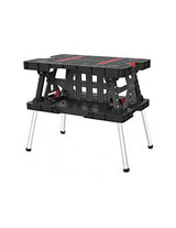 KETER 249137 Folding Workbench Portable Painted Tool Table with Integrated Handle 53 x 83 x 75.5 cm, Red-black Keter