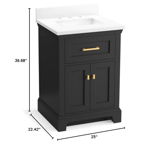 KOHLER K-29259-BD1-DWG Charlemont 24" Bathroom Vanity Cabinet with Sink and Quartz Top, Dark Warm Grey KOHLER
