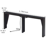 MOHOPE 78.8" Long Console Table with Power Outlets, 7.9" Narrow Sofa Table with USB & Type-C Ports, Skinny Behind Couch Tables with Charging Station, Entryway Table for Hallway, Living Room, Black MOHOPE