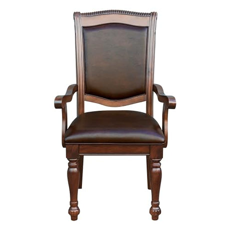aphrophina Upgrade Your Dining Experience with Traditional Armchairs, Upholstered Seat, Brown Cherry Finish, Set of 2 aphrophina