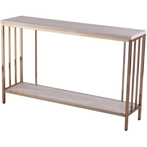 SEI Furniture Brexlyn Faux Stone Top Console Table in Champagne and White Southern Enterprises