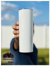 10 Pack 20oz Sublimation White Straight Skinny Tumbler with Plastic Straw, Sublimation Tumblers for Heat Transfer DIY, Sublimation Blanks, Mugs, Double Walled Stainless Steel Travel SUBconscious Blanks
