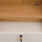 CNCEST L-Shaped Small Space Reception Desk with Locking Storage & LED Light, Modern Oak Front Desk Checkout Counter for Hotel, Shop, Beauty Salon, Office CNCEST