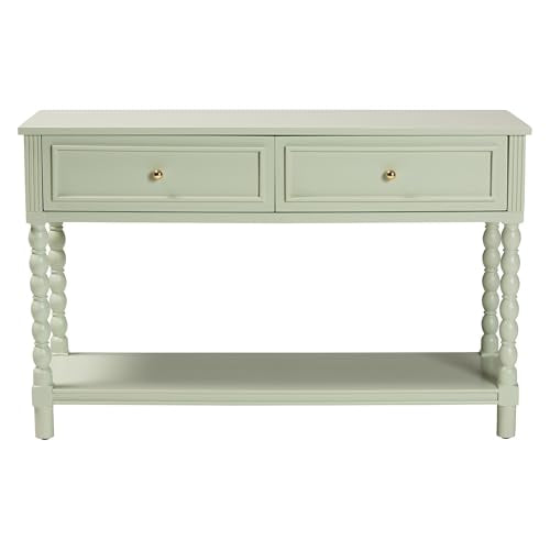 Bali & pari Karnia Console Table with Spindle Legs - 2-Drawer Accent Table with Turned Detailing and Open Shelf Storage for Living Room, Hallway, or Bedroom bali & pari
