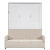 Merax Murphy Bed Queen with Couch, Queen Size Adult Murphy Wall Hidden Bed with Sofa, No Box Spring Needed, White Merax