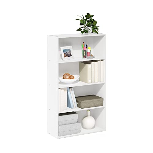 Furinno Pasir 4-Tier White Bookshelf & Storage Solution - WoodArtSupply