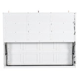 Merax Queen Size Murphy Bed with Storage Shelves and Light, Wooden Wall Bed Cabinet with Folding Sofa for Guest Room,Living Room and Bedroom Merax