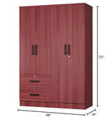 4 Doors Wardrobe 2 Drawers with Shelves 48 inch Wide and 72 high (Mahogany) Woodpeckers Furniture And Mattress