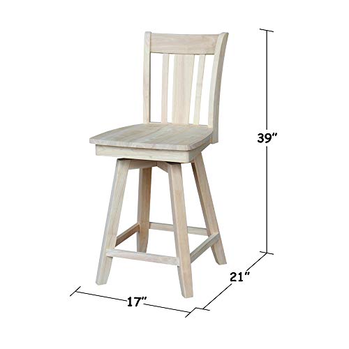 International Concepts Counter Stool, 24", Unfinished - WoodArtSupply