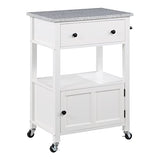 OSP Home Furnishings Fairfax Kitchen Cart with Granite Work Top and Extra Storage Drawer and Cabinet, White Office Star Products