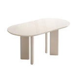 GlimBiz Modern White Oval Kitchen Table, Dining Table for 4-6 People, Easy to Assemble Accent Oval Dinner Room Table with Four Legs for Home,Apartment,Dining Room,Kitchen (Table Only) GlimBiz