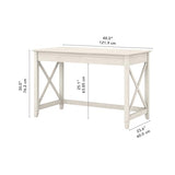 Bush Furniture Key West Writing Table for Home Office | Small Modern Farmhouse Desk, 48W, Linen White Oak Bush Business Furniture