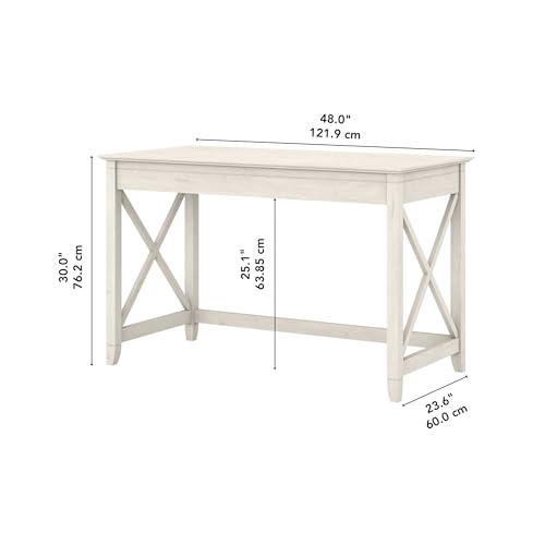 Bush Furniture Key West Writing Table for Home Office | Small Modern Farmhouse Desk, 48W, Linen White Oak - WoodArtSupply