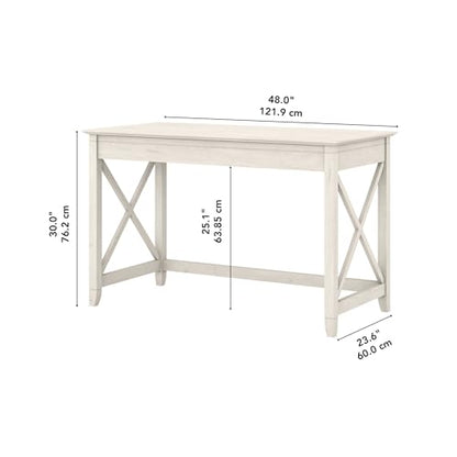 Bush Furniture Key West Writing Table for Home Office | Small Modern Farmhouse Desk, 48W, Linen White Oak - WoodArtSupply