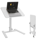 PUNCIA Adjustable Height Small Standing Desk Foldable Laptop Table with Stoppers - 90° Tiltable Rolling Computer Cart Portable Workstation Mobile Desk for Home Office Small Space Bedroom Dorm Study PUNCIA