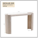 WILLIAMSPACE 53.13" Curved Console Table with Faux Mars Marble Pattern, Modern Wooden Hallway Table Narrow Entryway Table Accent Sofa Table for Living Room, Foyer, Corridor, Beige WILLIAMSPACE