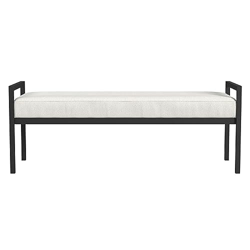 HomePop Modern Metal Bench|Bench for Living Room & Bedroom | Decorative Home Furniture - Cream Boucle HomePop
