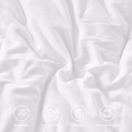 Andency White Ruffle Comforter Full Set, 3pcs Vintage Farmhouse Shabby Chic Bedding Comforter Set, Soft Lightweight Fluffy Bed Comforter Sets All Season Bedding Set Andency