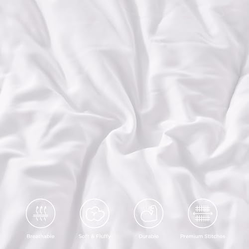 Andency White Twin Size Comforter Set(66x90Inch), 2 Pieces(1 Ruffle Comforter and 1 Pillowcase) Lightweight Fluffy Bedding Comforter Sets for Kids, All Season Soft Microfiber Bedding Set Andency