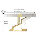 Half Moon Contemporary Console Table Slate Tabletop Black/Gold Luxury EntrywaySofa Table Long Narrow with Two Storage Drawers Creative Carbon Steel Base Decorative(Gold A,140cm/55.1IN) YITAYMLI