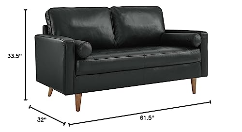 Modway EEI-5870-BLK Valour Leather Loveseat, Black Modway