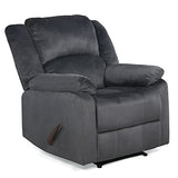 Relax-A-Lounger Preston 33.5" Manual Pull-Handle Recliner, Traditional Overstuffed, Pocket Coil Comfort, Black Metal Base Legs, Soft Microfiber Fabric, Steel Gray