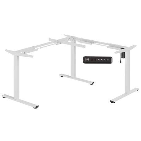 SANODESK Electric Height Adjustable 3 Leg Corner Desk Frame, up to 220lbs, Sit Stand Ergonomic L Shaped Frame Only, White SANODESK