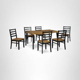 Signature Design by Ashley Blondon Rectangular Dining Room Table Set with 6 Chairs, Chevron Pattern, Tapered Legs, Seats 6, Wood, 60" Long, Brown & Black Signature Design by Ashley
