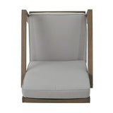 Christopher Knight Home Leah Outdoor Acacia Wood Chat Set with Water Resistant Cushions, 3-Pcs Set, Grey Finish / Grey Christopher Knight Home